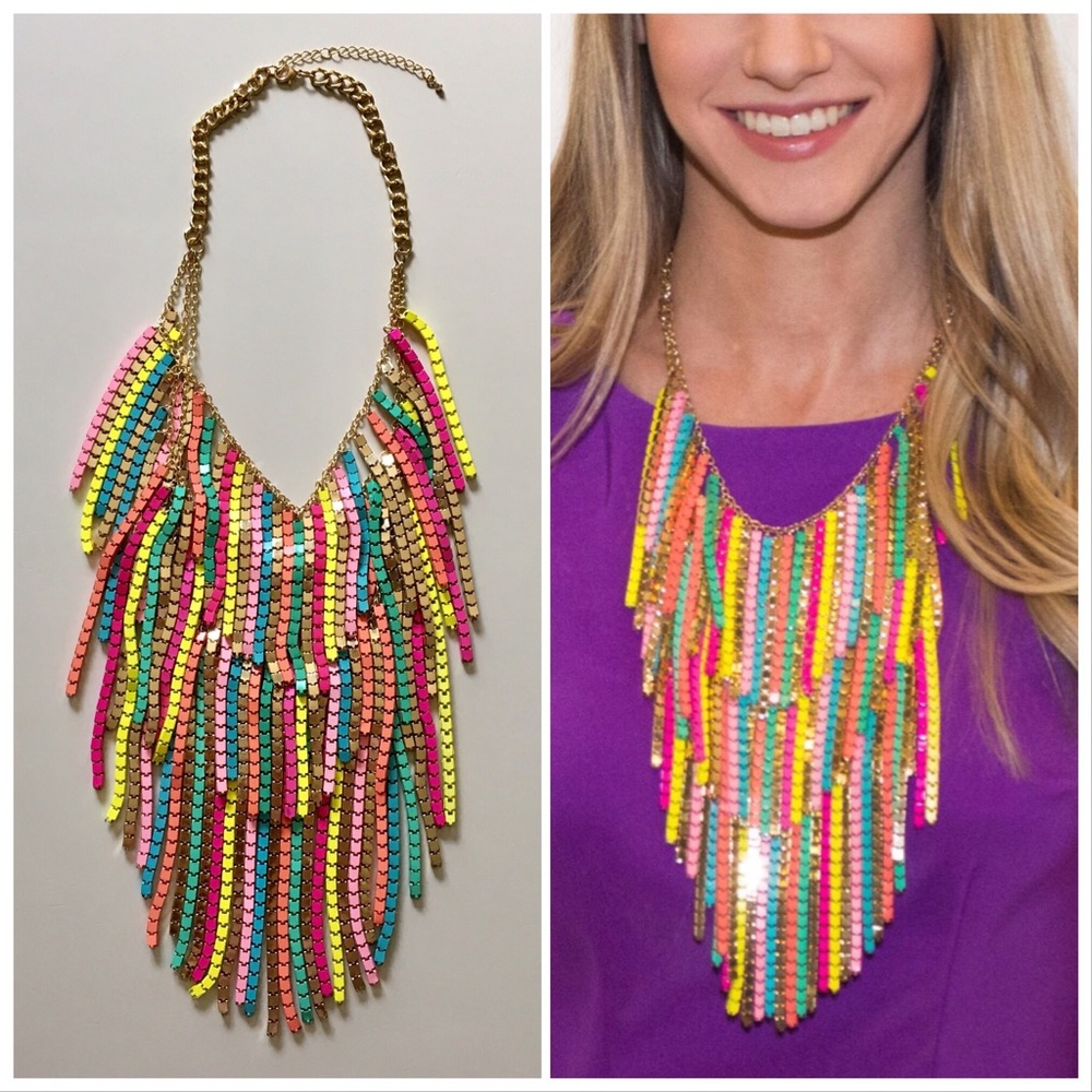Multicolored Metal Statement Necklace